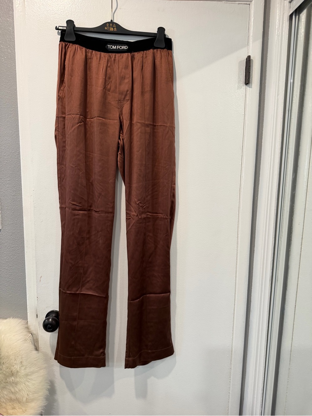 Tom Ford Brown‎ Satin Elastic-Waist Pants